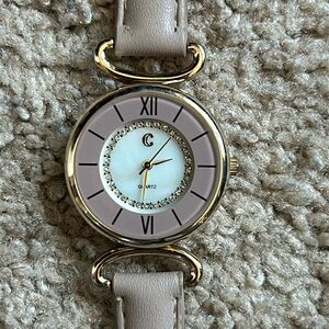 C‎ brand women’s vintage pastel rose/ gold tone crystal adjustable watch